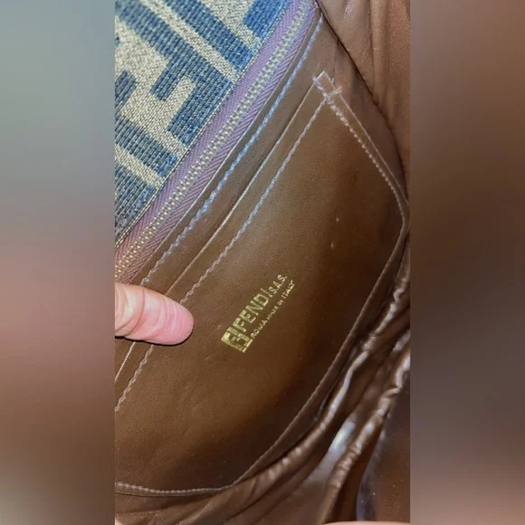 Vintage Fendi Zucchino FF Canvas Saddle Shoulder Bag Brown - Picture 7 of 13